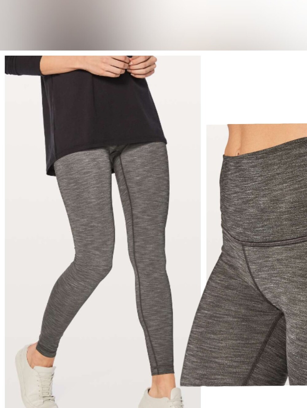 Lululemon Wunder Under High Rise Tight 28" Heathered Black Leggings Gym Yoga 6